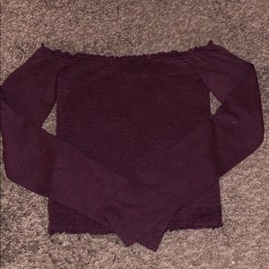 purple long sleeved hollister crop top